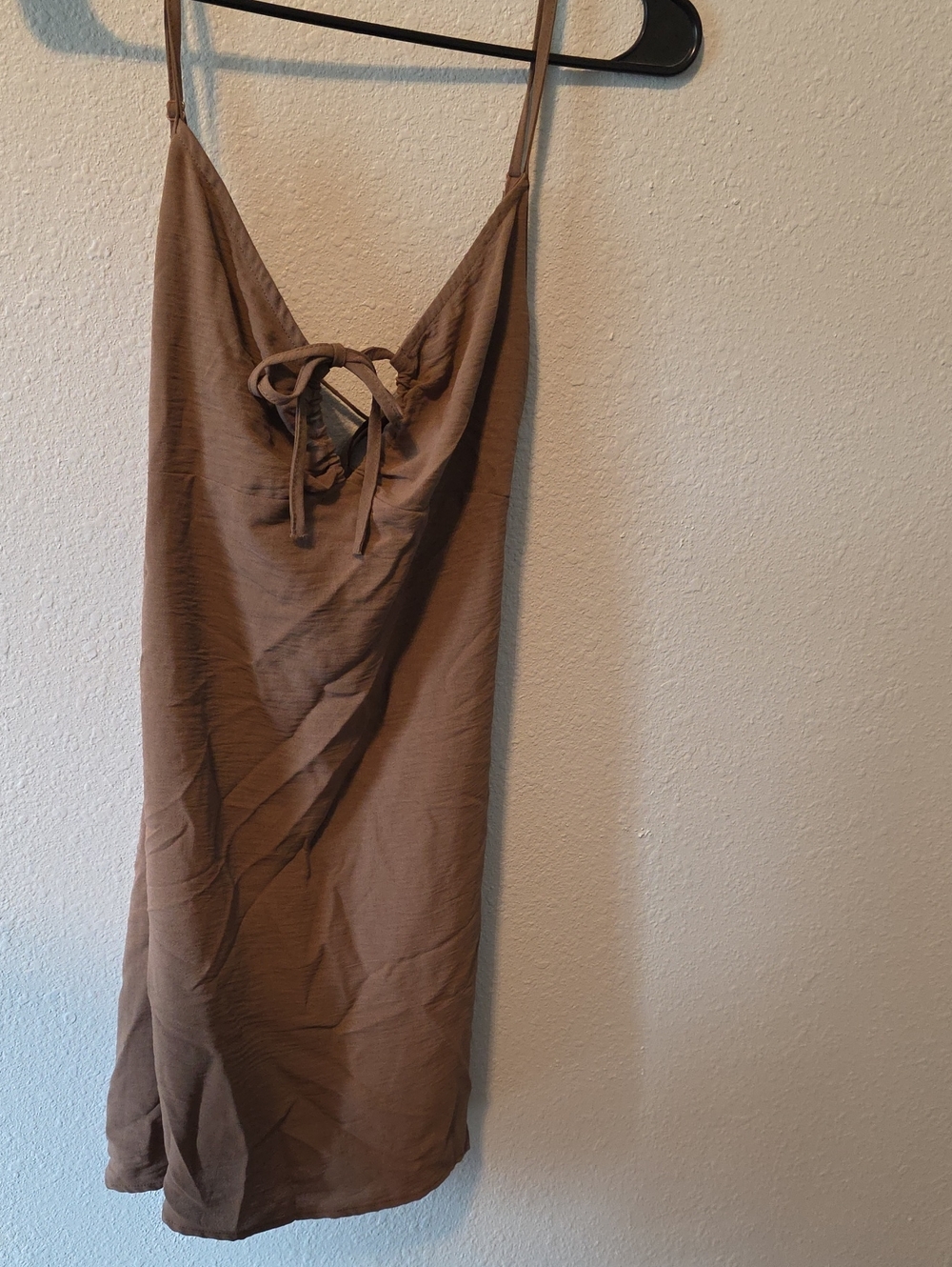 Ambiance Chocolate Brown Slip Dress with Tie Accent